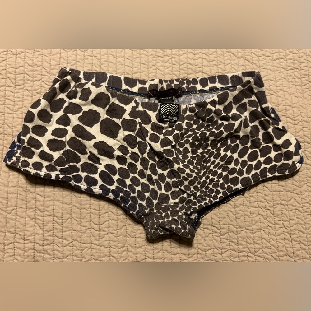 Roberto Cavalli Rare Vintage Giraffo Animal Print Low-rise Trunk Small